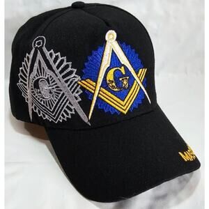 Freemason Mason Masonic Embroidered Adjustable Ball Cap Hat Black Made In USA